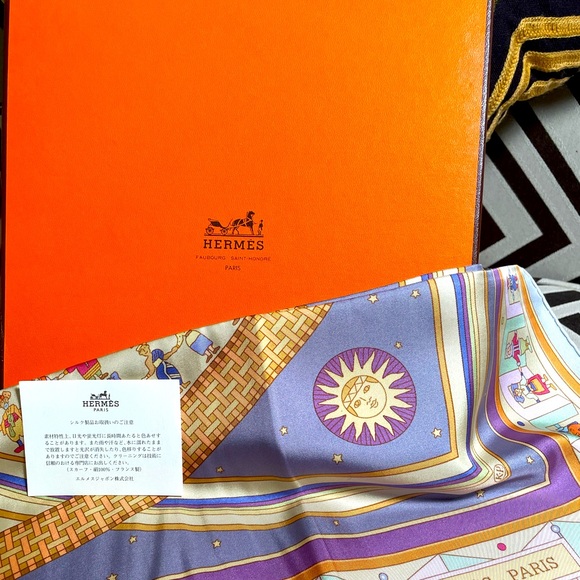 Hermès Blue Donner La Main Scarf - Picture 1 of 10